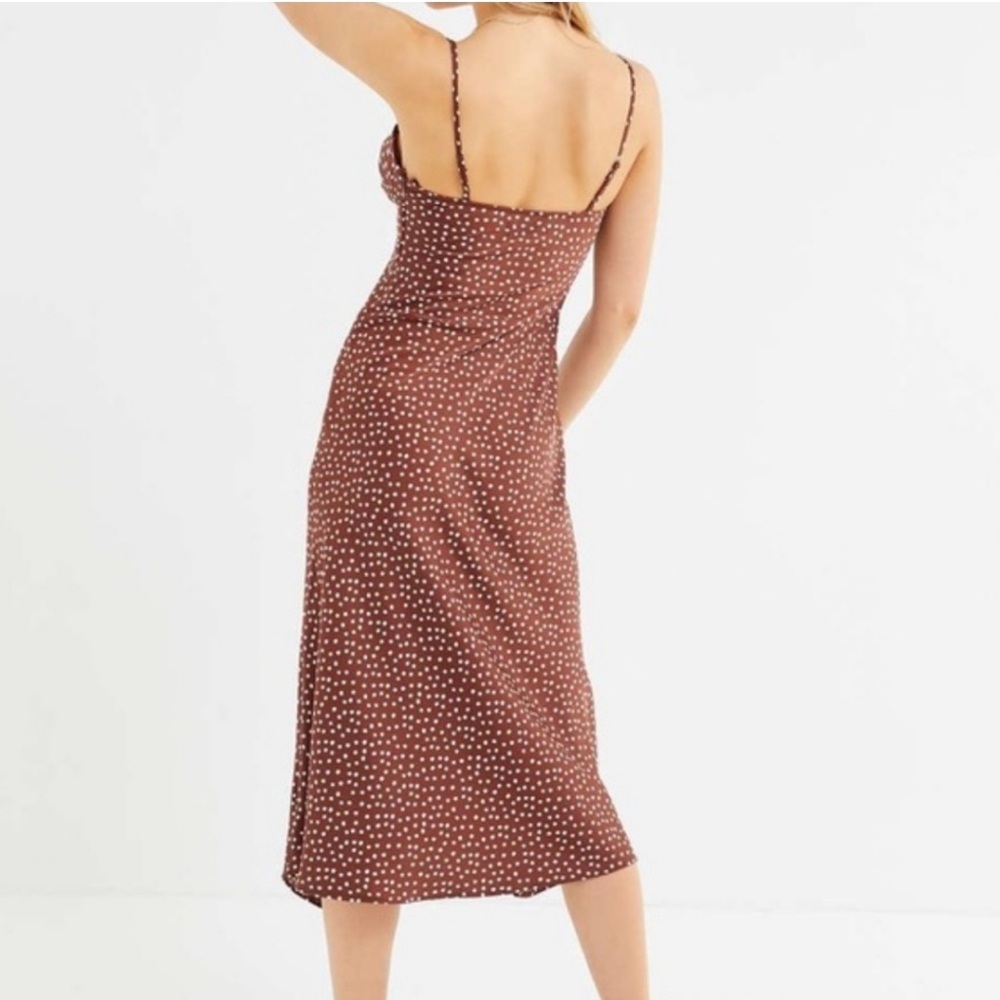 Urban Outfitters Brown Polka Dot Satin Dress - Picture 2 of 6
